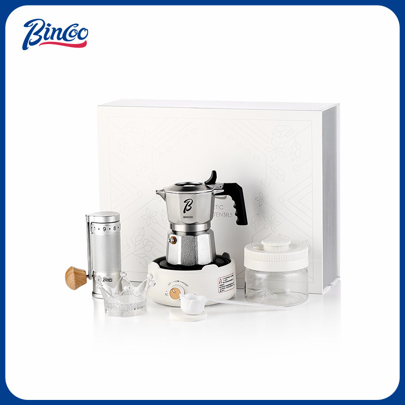 Bincoo咖啡摩卡壶双三阀不锈钢家用意式煮咖啡壶套装礼盒,餐饮具,咖啡壶,淘宝优惠券,粉丝福利购,淘宝优惠卷