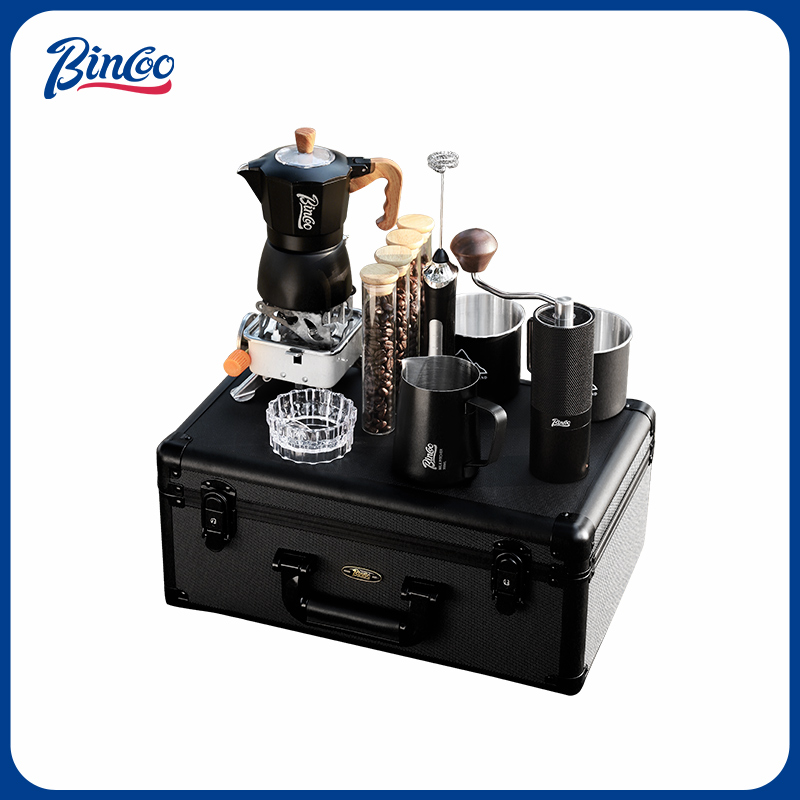 Bincoo双阀摩卡壶手提箱套装户外露营意式煮咖啡壶手磨咖啡机全套