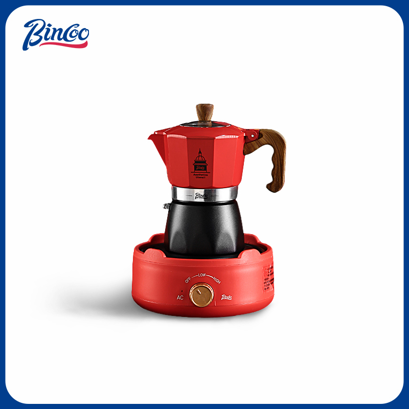 Bincoo红色双阀摩卡壶家用小型煮咖啡意式萃取浓缩生日礼物送闺蜜