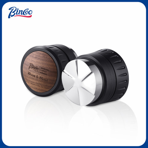 Bincoo水滴自重力布粉器意式咖啡布粉器压粉锤二合一58mm六芒星底