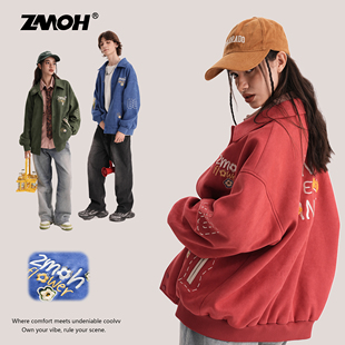 情侣刺绣飞行夹克 休闲美式 ZMOH男士 棒球服入秋外套女生加绒厚冬装