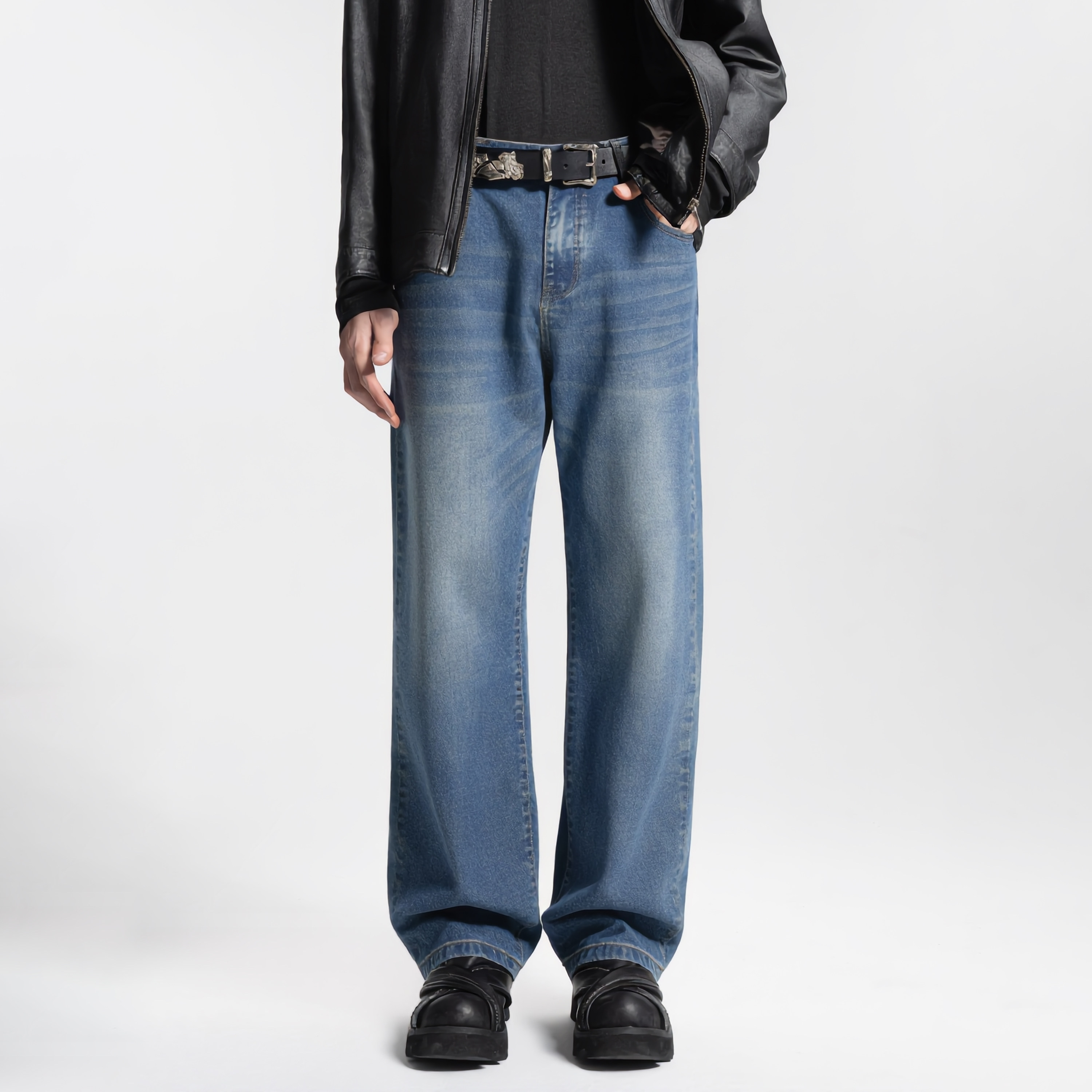 ZMOH美式直筒牛仔裤男款2026年春季新款宽松复古阔腿休闲裤子女