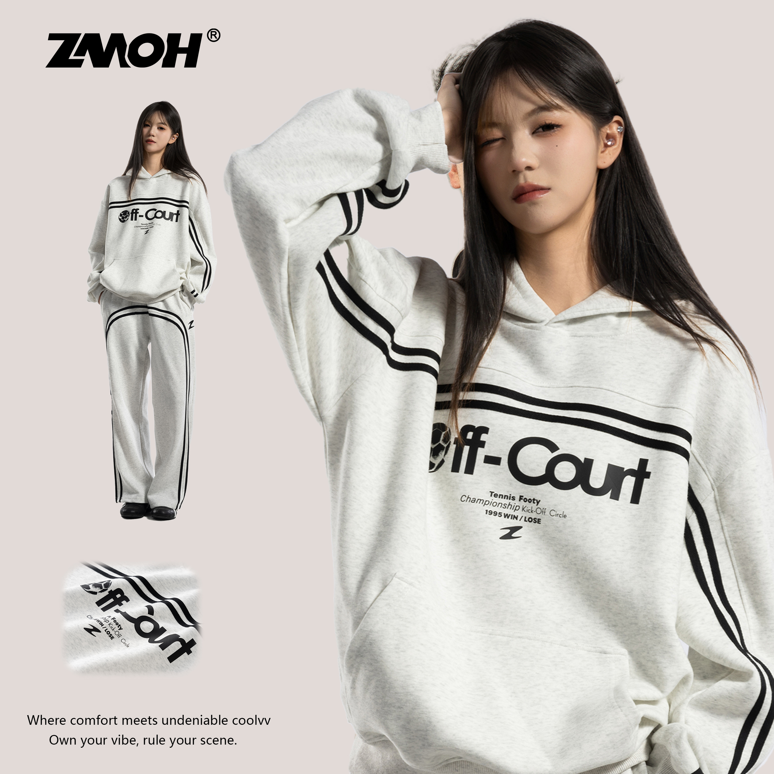 连帽情侣卫衣美式长袖球服