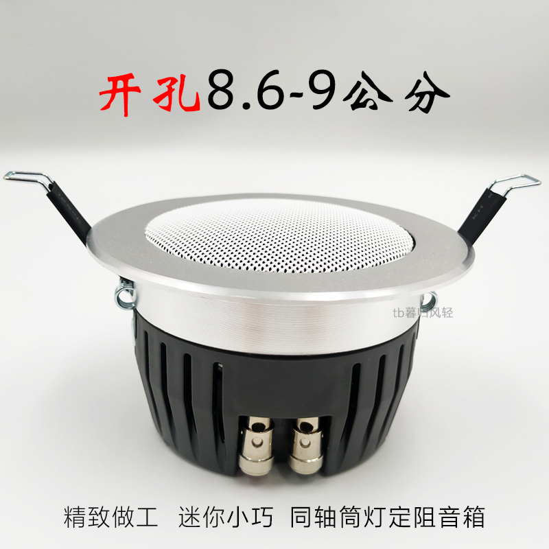 3寸喇叭吸顶定阻家庭背景音乐吊顶筒灯式迷你天花音响同轴音箱