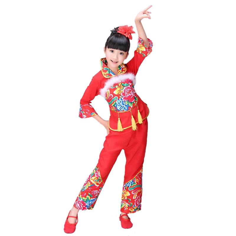 元旦儿童舞蹈服中国风民族秧歌幼儿开门红手绢表演灯笼喜庆演出装