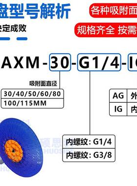 聚配氨酯真空吸盘防滑SAXM40/5业0G/60/80/100无品牌/1-4机械手件