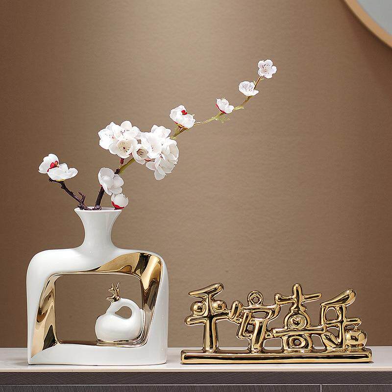 新中式视柜厅客瓷花瓶摆件高端大电气上无品牌/档次玄关陶家具家