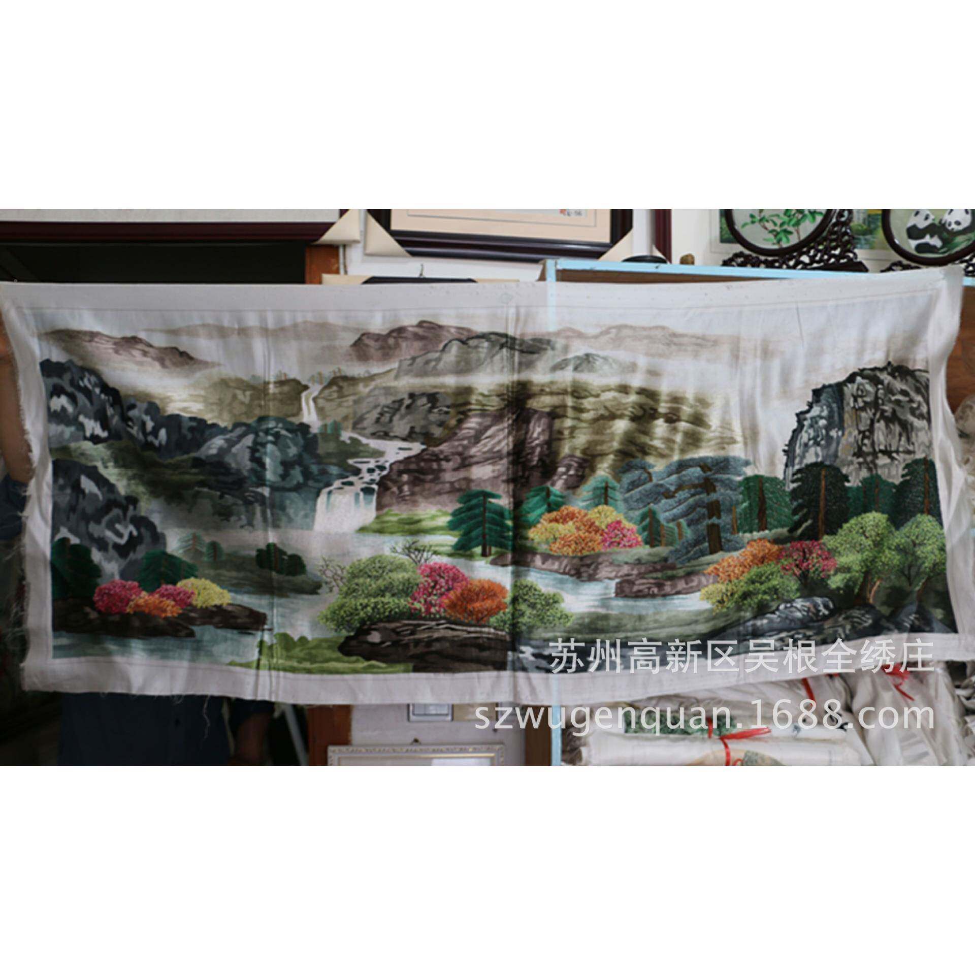 苏绣绣片单景面绣客风厅办公室装饰画苏州708手工刺绣画