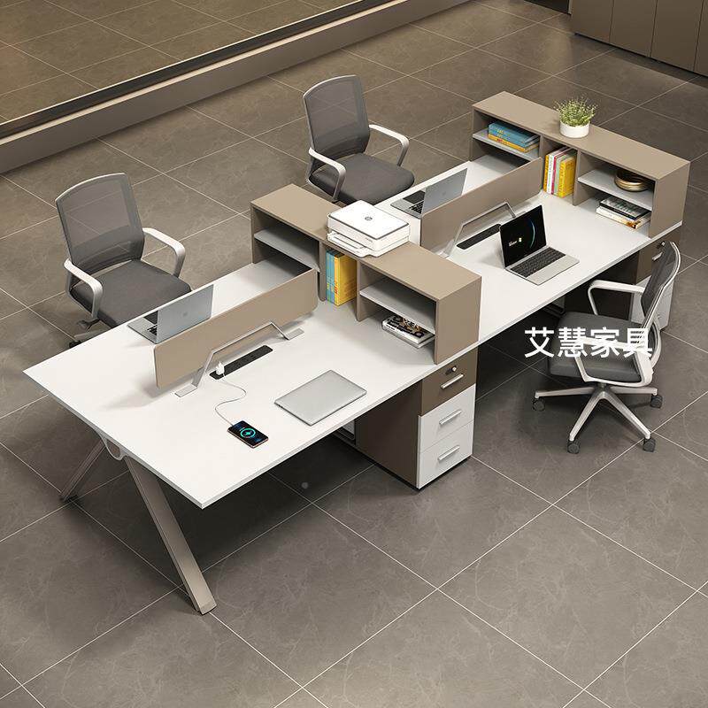 职员办公工桌/现代简约办公JS室位四4人位财务电脑桌6椅组合员工