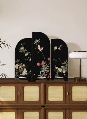 tt中古风墨竹屏风桌面摆件新中茶桌ciN4KHS7家小式居边柜柜斗装饰