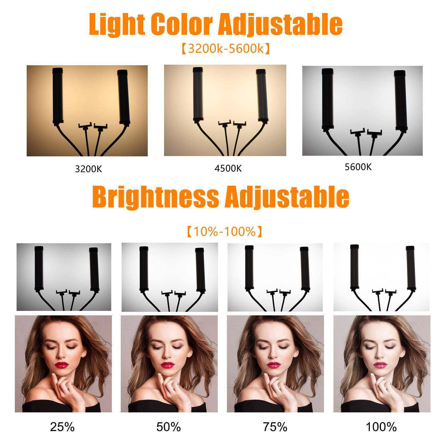 新款双拍灯LD双机E位摄影灯照美颜直播无品牌/嫩肤美白手机拍照补