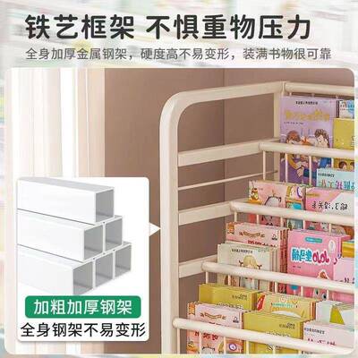 儿童书架绘本收架书本玩具用纳TKX架易阅读架一体简家置物架落地