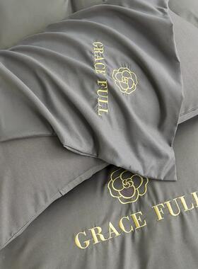 刺137绣水洗棉磨毛被纯四件套色加厚套床单床笠款件套床上三用品