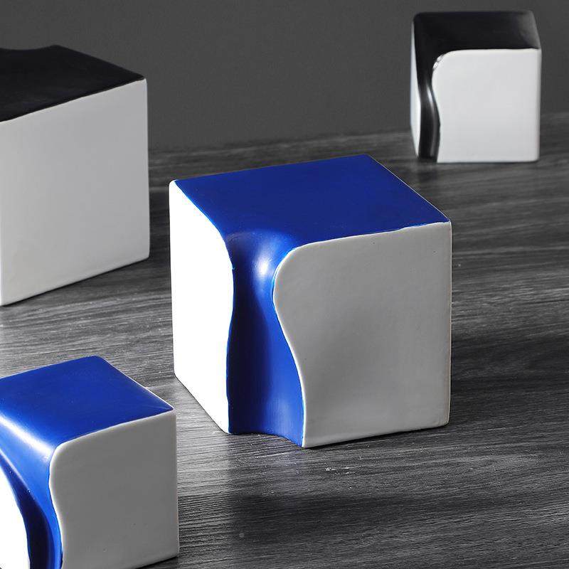 面约现代瓷手工彩绘谜色魔方无品牌/陶摆件客厅桌玄关样板间售楼