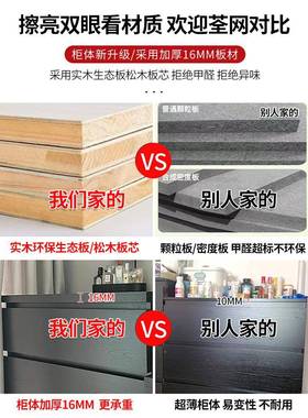 客黑色尾斗柜卧室床收DBF纳柜五斗柜简约代现抽屉柜储物厅落地窄