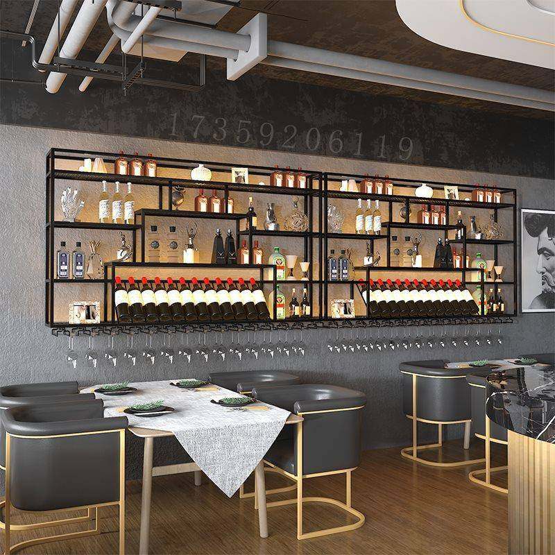 餐酒柜上无品牌/墙式红酒架酒吧展示厅柜墙挂壁靠挂吧台置物架铁