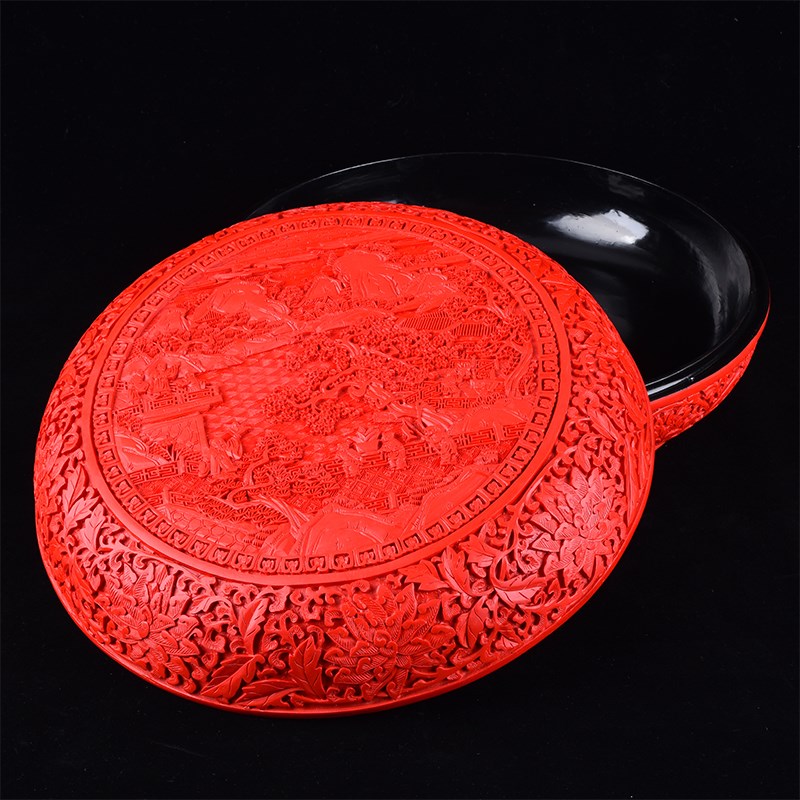 剔红雕漆干果盒糖果盒扬州漆器大号捧盒喜庆结婚首饰盒礼物摆件