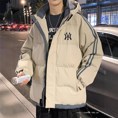 格桦羽绒绵服男款2025新款ins港风连帽加厚秋外套男士冬季保暖