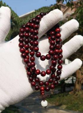 赞比亚血檀北部山区高密沉水料108颗手串非洲小叶紫檀手链男佛珠