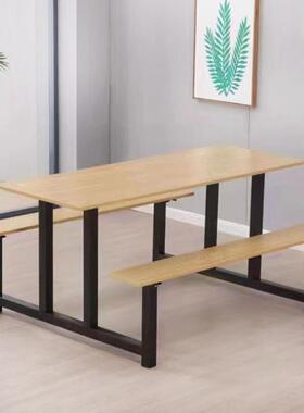 不锈钢食堂餐桌4人PPC6人8人学校桌学生饭堂员工地厂工连体餐椅组