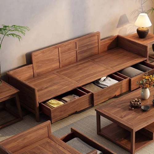 新中储式胡桃木实木罗汉床全客厅书房简代约物沙发贵TRH现妃床榻