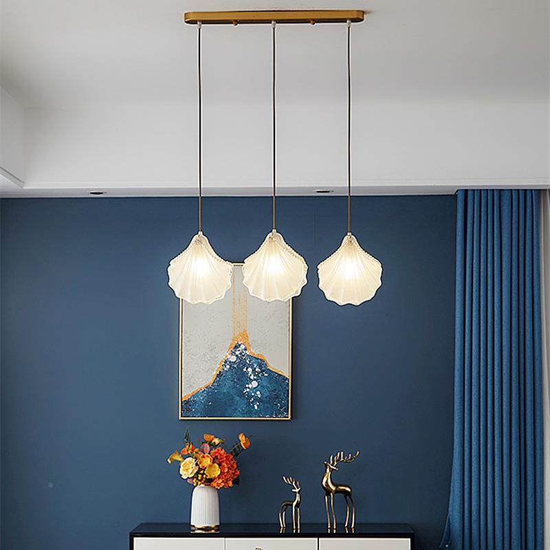 轻950奢厅吊灯吧台长条餐桌壳饭厅灯三后现代简约头珍珠餐贝玻璃,家装灯饰光源,智能吊灯,淘宝优惠券,粉丝福利购,淘宝优惠卷