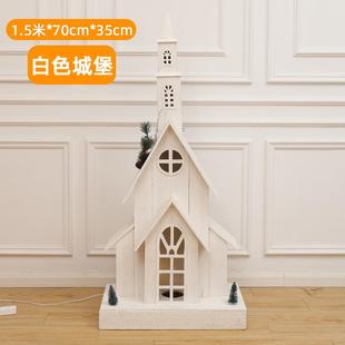 圣节南瓜灯万鬼树置大型木屋城堡场景装饰摆PUR件商酒场吧布道具