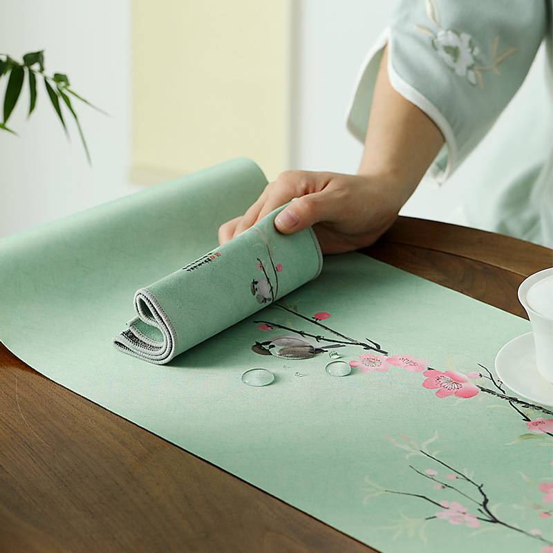 0017-2中国风古画茶席中式茶桌布茶台桌旗布艺长条禅意茶布防水