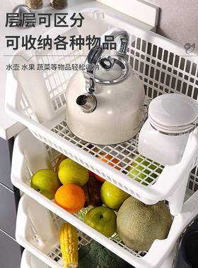 厨置理物架斜口落地多层蔬菜篮家用大开口F975TMJ7房杂物整框可叠