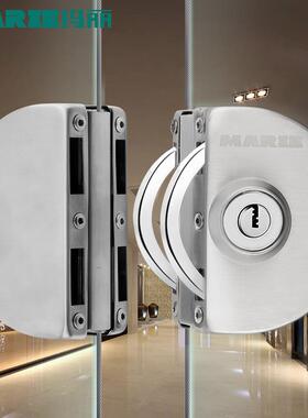 XMJY4V5TF1玻璃门锁推拉双玻璃锁免开3孔店铺不锈钢门单门双开地