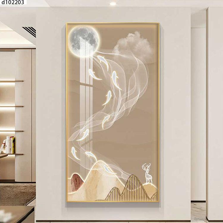 九饰图玄关招财装画LED暖光亮灯画入福路金山户走廊鱼过道档烤瓷