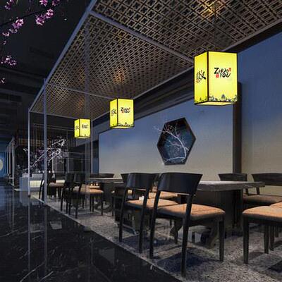 式中式饭店餐厅饰灯布艺小灯方吊形复古简约日面030馆料理店装灯