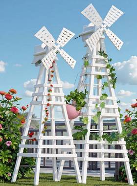 室外园艺架户外院风防LSY腐木花架子白色车月季爬藤架实木造庭型