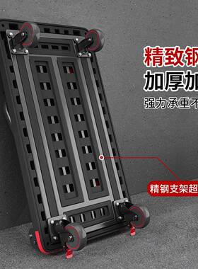 带车物轮流车小TJA推车刹红黑色蓝色色四小推车平板车拉货车拖车