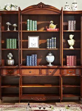 式实美木书柜四复古大书柜欧大容式量书房客厅储物门置物ZG-60239