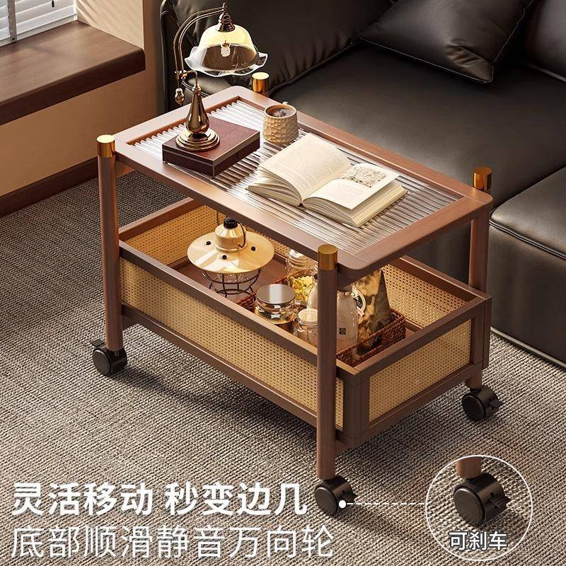 沙发边轮几移动茶可几中古小推客厅小桌车子床头侧HUM边边柜带置