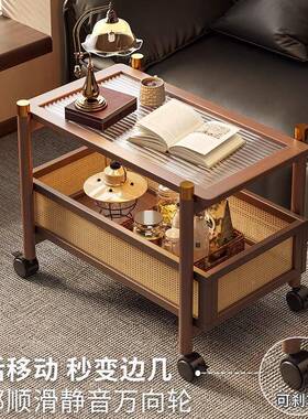 沙发边轮几移动茶可几中古小推客厅小桌车子床头侧HUM边边柜带置