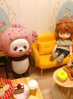 迷你可家1具模型娃12分8分48439jdo1娃屋沙发双人爱简约型道具