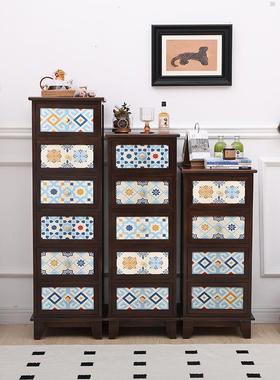 抽纯实木五斗客厅边柜屉柜储物柜9241卧室柜床头柜收纳迷木你质夹