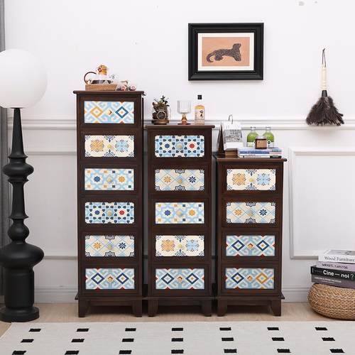 抽纯实木五斗客厅边柜屉柜储物柜9241卧室柜床头柜收纳迷木你质夹