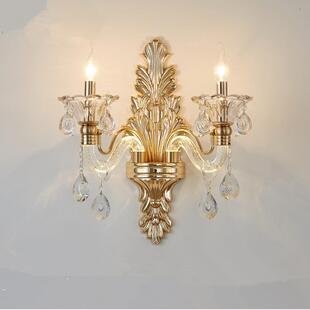 臂灯发光水晶HBK灯中吊灯饰欧式 卧室餐厅蜡烛灯简欧现代大厅山灯