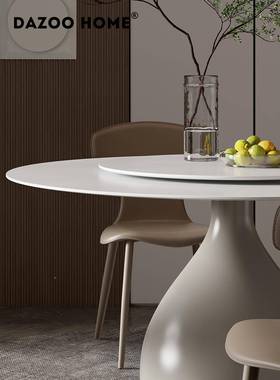 7K德餐利丰岩板餐桌家用2025款现新代F768J555简圆约桌饭桌转盘桌