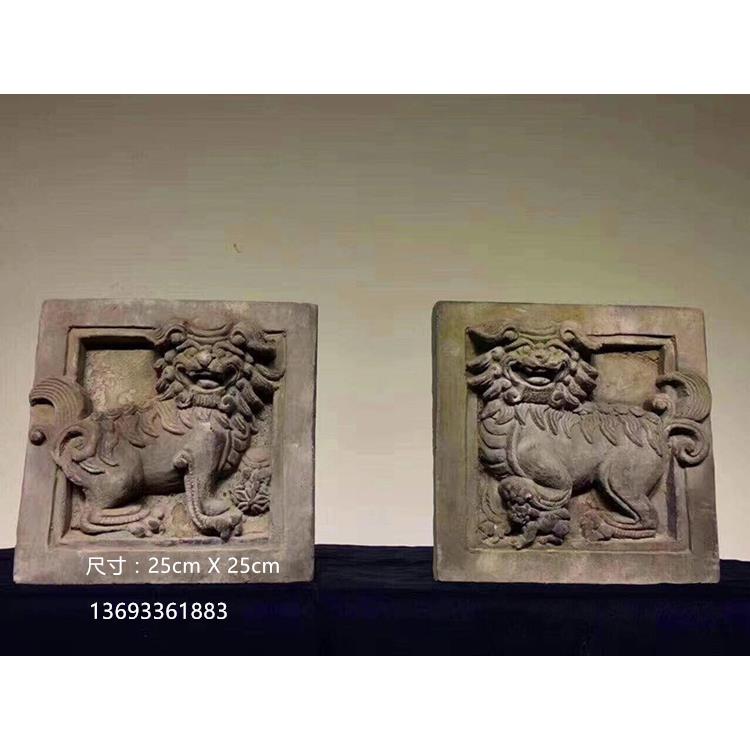 山西仿古砖雕青砖烧制欢喜狮子大头对狮老虎头麒麟炝檐门头装饰品