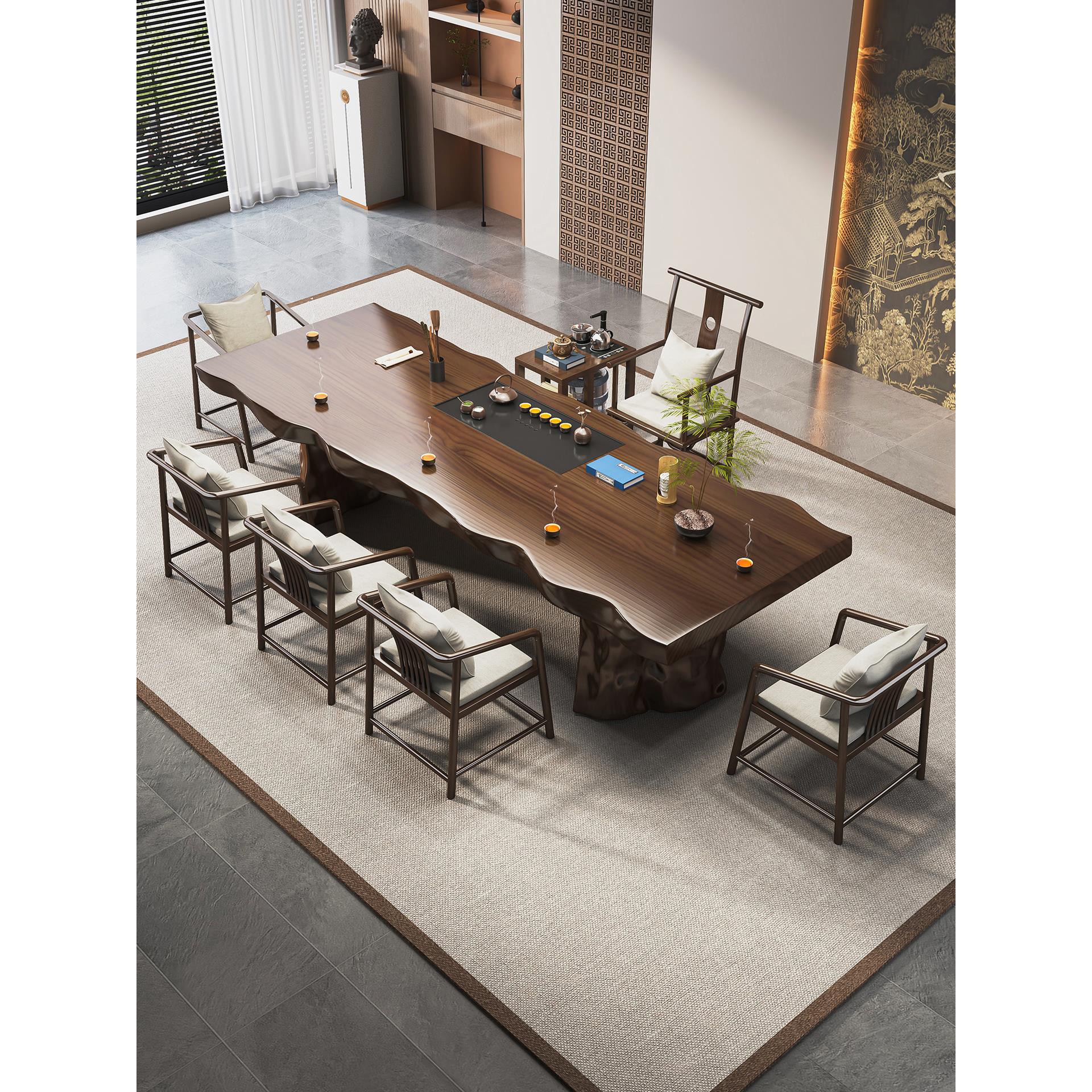 大板实木茶桌2025新款高端新中式泡茶台轻奢茶台办公室茶桌椅组合