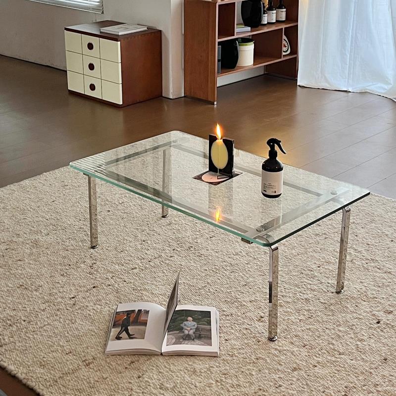 经典包豪斯不锈钢茶几玻璃咖啡桌中古风茶桌客厅沙发边几北欧极简
