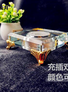昕月新款水晶底座托发光佛像佛塔舍利塔玻璃七彩色貔貅工艺品底座