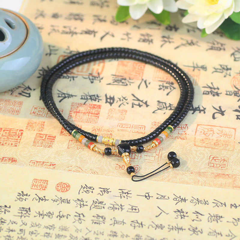 QUEENA.Z 2026新品设计师系列女士轻奢新疆墨玉多宝项链