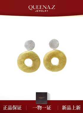 QUEENA.Z 跨界联名系列VEVA手工艺术银饰鹅卵石系列耳钉女士耳钉