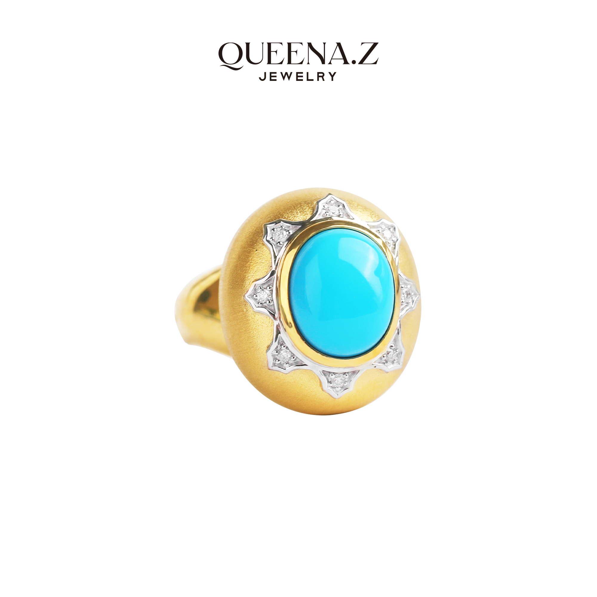 QUEENA.Z 新品设计师女士绿松石戒指HH720222028