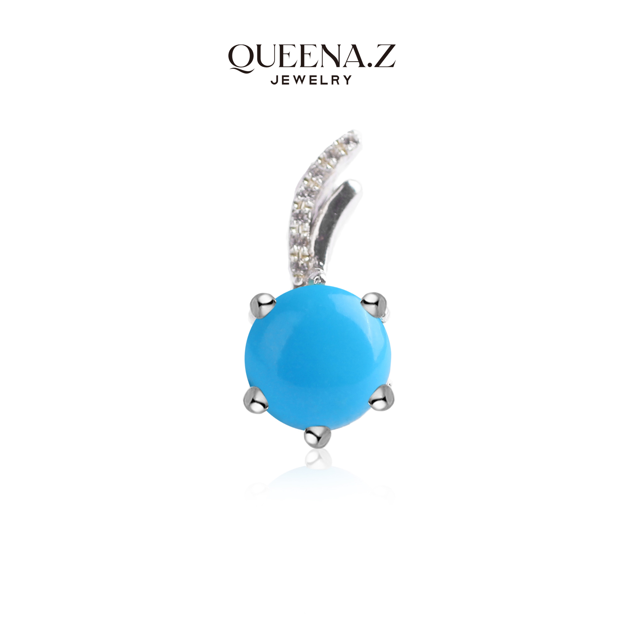 QUEENA.Z 设计师系列绿松石女士显气质经典百搭耳钉